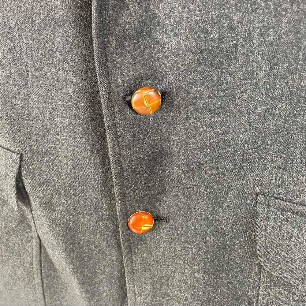 Gant Heritage Wool Charcoal Gray Sport Coat Blazer Patch Elbows XL Academia